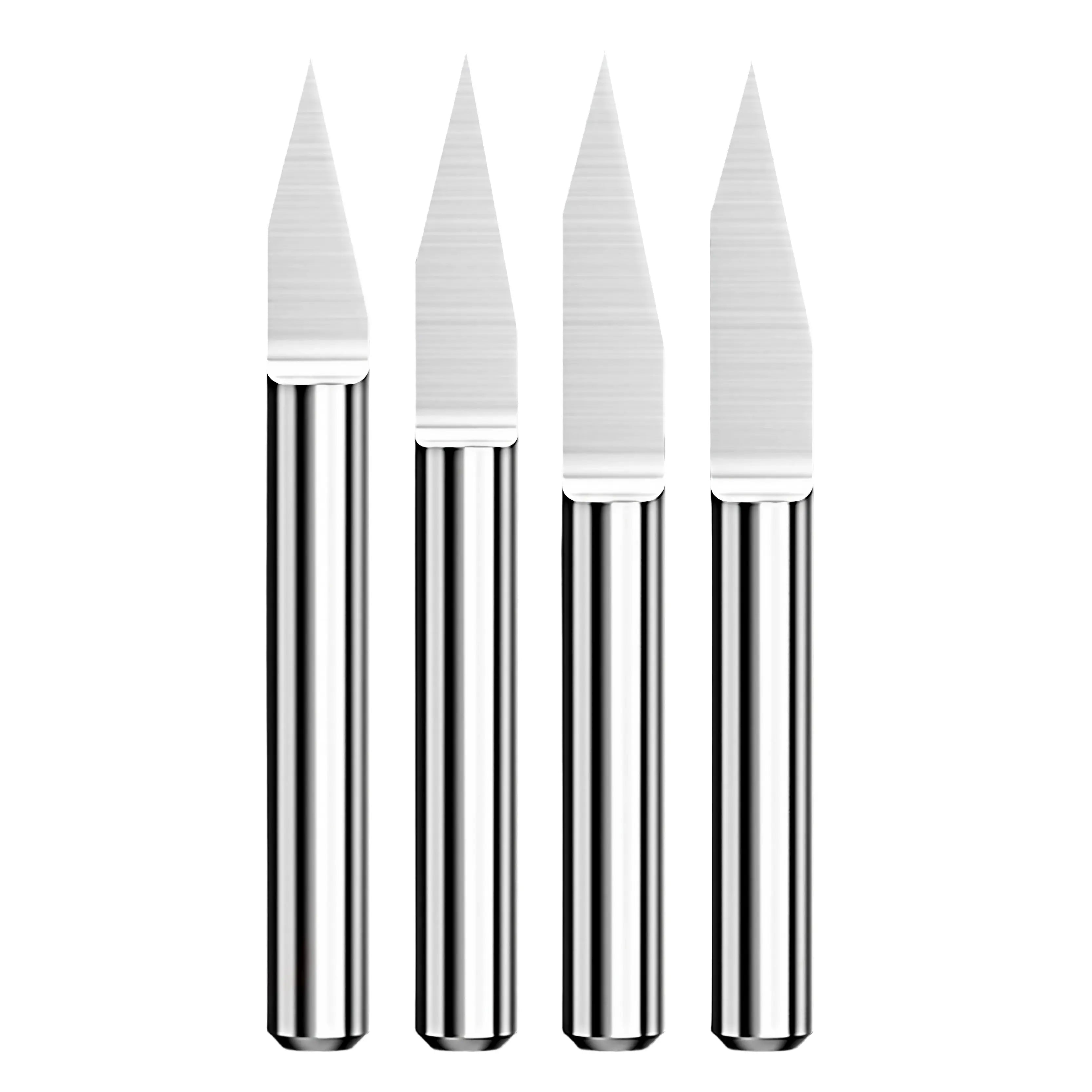 10pcs CNC V-Carve Engraving Bits for Wood, Acrylic & PCB, Solid Carbide Flat Bottom Router Bits