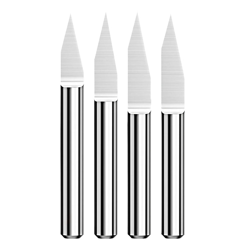 10Pcs CNC Flat Bottom Engraving Bits for Wood & PCB - 1/8" Shank